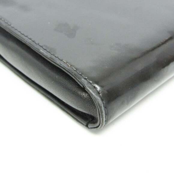 Chanel Caviar Skin Coco Mark Women's Patent Leather Pouch Black